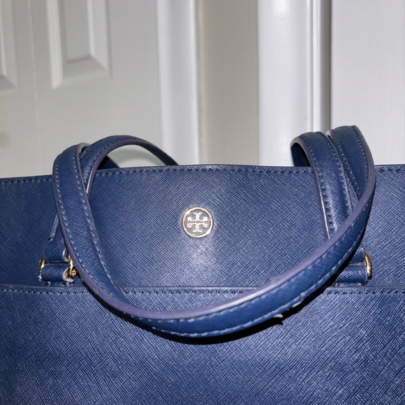 Tory Burch large tote bag navy blue Carryall leather handbag - Picture 9 of 16